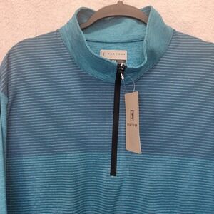 NWT PGA TOUR Men Quarter Zip Golf Pullover Shirt Blue Stripe Water Repellent XXL